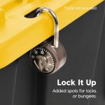 IRIS USA 12 Gallon Heavy Duty Truck Bed Toolbox Storage Tote Bins with Lids, 4 Pack - Made in USA, Tough Snap On Lockable Lid Stackable Industrial Rugged Tubs, Garage Organization Box - Black/Yellow