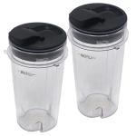 2pcs Replacement 12OZ Cup with spout lid,Extractor blade,Compatible with Ninja Mega Kitchen System Blender/Food Processor with 1500W BL770A 30/ BL770 30/BL771 30 (2 * 12oz.+2* spout lid+1*blade)