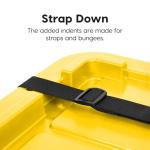 IRIS USA 12 Gallon Heavy Duty Truck Bed Toolbox Storage Tote Bins with Lids, 4 Pack - Made in USA, Tough Snap On Lockable Lid Stackable Industrial Rugged Tubs, Garage Organization Box - Black/Yellow