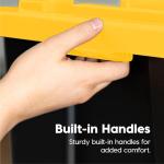 IRIS USA 12 Gallon Heavy Duty Truck Bed Toolbox Storage Tote Bins with Lids, 4 Pack - Made in USA, Tough Snap On Lockable Lid Stackable Industrial Rugged Tubs, Garage Organization Box - Black/Yellow