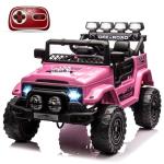 Fitenlor 12V Electric Kids Ride On Truck for Kids Ages 37-96 Months, Ride On Toys Car with 5MPH Max Speed, Remote Control, Accelerator Pedal, Treaded Tires, Steering Wheel, Music and Story, Pink