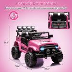 Fitenlor 12V Electric Kids Ride On Truck for Kids Ages 37-96 Months, Ride On Toys Car with 5MPH Max Speed, Remote Control, Accelerator Pedal, Treaded Tires, Steering Wheel, Music and Story, Pink