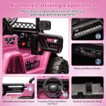 Fitenlor 12V Electric Kids Ride On Truck for Kids Ages 37-96 Months, Ride On Toys Car with 5MPH Max Speed, Remote Control, Accelerator Pedal, Treaded Tires, Steering Wheel, Music and Story, Pink