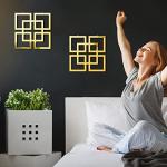 Weysat Wall Mount Home Mirror, 2 Pieces Silver Square Decorative Mirror for Bedroom, Living Room, Bathroom, 11.8 x 11.8 Inches(Gold,Mirrored)