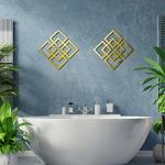 Weysat Wall Mount Home Mirror, 2 Pieces Silver Square Decorative Mirror for Bedroom, Living Room, Bathroom, 11.8 x 11.8 Inches(Gold,Mirrored)