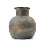 SIDUCAL Ceramic Rustic Farmhouse Vase | 6 Inch Pottery Decorative Flower | Boho | Terracotta Vase for Home Decor Table, Living Room, Bathroom Decoration, Shelf Decor, Mantel, Bronze