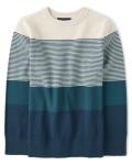 The Children's Place Boys' Long Sleeve Sweater, Vanilla Stripe Crew Neck, Small