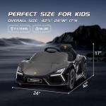 Winado 12V Ride on Car, Licensed Lamborghini Revuelto Electric Car for Toddlers W/Remote Control, Battery Car for Kids with Bluetooth, Hydraulic Doors, 3 Speeds, LED Lights, Music (Black)