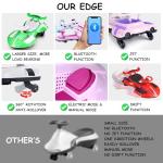 12V Electric Wiggle Car Ride On Toy, Swing Car with Pedal, for Kids from Ages 3 and Up, Birthday Gifts for Boys and Girls, Anti-Rollover, Flashing Wheels, Bluetooth,140Lbs (Black+Red)