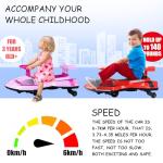 12V Electric Wiggle Car Ride On Toy, Swing Car with Pedal, for Kids from Ages 3 and Up, Birthday Gifts for Boys and Girls, Anti-Rollover, Flashing Wheels, Bluetooth,140Lbs (Black+Red)