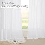 RYB HOME Linen Sheer Curtains for Living Room Textured Semi Sheer Curtains Large Window Treatment for Bedroom Patio Door, White, 52 inch Width x 108 inch Length, 2 Panels