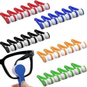 30 Pieces Mini Sun Glasses Eyeglass Microfiber Cleaner Glasses Soft Brush Tool Accessories Mini Spectacles Brush Cleaning Tool Eyeglasses Cleaner Microfiber Cleaning Clip, 5 Colors