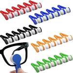 30 Pieces Mini Sun Glasses Eyeglass Microfiber Cleaner Glasses Soft Brush Tool Accessories Mini Spectacles Brush Cleaning Tool Eyeglasses Cleaner Microfiber Cleaning Clip, 5 Colors
