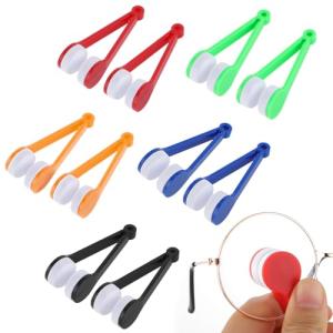 10Pcs Mini Eyeglass Cleaner, Soft Brush Cleaning Tool, Eyeglass Microfiber Cleaner, Sun Glasses Cleaners Microfiber Cleaning Clip, Glasses Accessories, 5Colors.