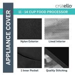 Crutello Food Processor Cover with Storage Pockets for Large Custom 11-14 Cup Processors - Compatible with Ninja Blender - Large Black Food Processor Cover