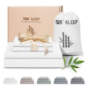 TWK Luxury Sheet Set, Genuine 100% Organic Viscose Derived from Bamboo, Cooling & Breathable, Silky Soft, Bedding Sheets & Pillowcases(White, Queen)