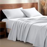 Bare Home Flannel Sheet Set 100% Cotton, Velvety Soft Heavyweight - Double Brushed Flannel - Deep Pocket (King, White)