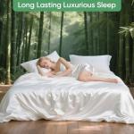 Pillcase Luxury Organic Tencel & Viscose from Bamboo Cooling Sheet Set,Silky Soft Lyocell Sheets with Deep Pocket, Hypoallergenic & Breathable Bedding with Pillowcases (White, King)