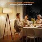 LEPOWER Wood Tripod Floor Lamp, Mid Century Standing Lamp, Modern Design Studying Light for Living Room, Bedroom, Study Room and Office, Flaxen Linen Shade with E26 Base Brown