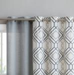 VCNY Home - Curtains, Window Treatment with Grommet Top, Geometric 4-Piece Set Includes 2 Printed & 2 Sheer Panels (Jackston Charcoal, 38" x 84")