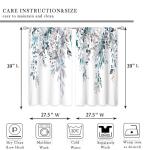 oolygoo Blue Grey Eucalyptus Botanical Leaves Floral Kitchen Window Curtains Over Sink Farmhouse Flower Leaf Small Window Treatment Cafe Short Curtains for Bathroom Treatment Tier Drapes 27.5x39 inch