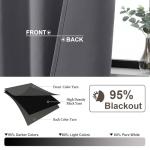 Gwine Charcoal Grey Blackout Curtains for Small Window Treatment, Light Blocking Short Kitchen Window Curtains Over Sink, Rod Pocket Half Window Tiers for Bathroom Basement, Each 30" Wx36 L, 2 PCS