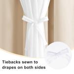 Hiasan Blackout Curtains with Sheer Overlay, Thermal Insulated Mix & Match Double Layer Room Darkening Curtains for Bedroom, Living Room, Nursery, 2 Window Panels Sewn with Tiebacks, Beige, 52W X 84L
