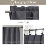 Gwine Charcoal Grey Blackout Curtains for Small Window Treatment, Light Blocking Short Kitchen Window Curtains Over Sink, Rod Pocket Half Window Tiers for Bathroom Basement, Each 30" Wx36 L, 2 PCS