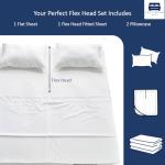 Cottingon 4 Piece Flex Head King Sheet Set, Top 34 Inch Split Sheets for Sleep Number Adjustable Beds, Soft Breathable 100% Egyptian Cotton, Fits Upto 16" Deep Mattress 78"X80"+ 34", White