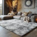 Shag Area Rugs for Bedroom Living Room,4X6 Ultra Soft Fluffy Area Rugs for Dorm, Indoor Carpet Nursery Rugs for Kids Room Home Decor,Tie-Dye Grey
