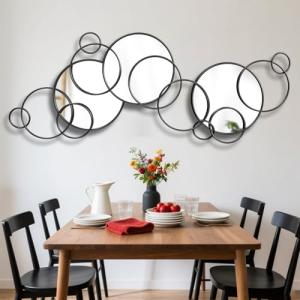 Uaeoo Wall Mirror Decorative, Large Decorative Mirrors for Wall Decor, Round Black Mirror Wall Art, Wall Mirrors for Living Room, Entryway, Bedroom, Dining Room Kitchen 45''x25.5''