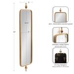 Kate and Laurel Kasota Slim Panel Wall Mirror, 9 x 36, Antique Gold, Glam Tall Wall Decor for Skinny Entryway or Decorative Bedroom
