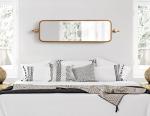 Kate and Laurel Kasota Slim Panel Wall Mirror, 9 x 36, Antique Gold, Glam Tall Wall Decor for Skinny Entryway or Decorative Bedroom