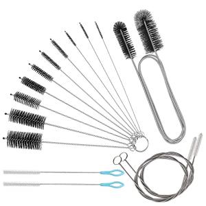 BYTRON Bytron 15pcs Long Pipe Cleaner Set, Extra Long Flexible Tube Cleaning Brush Fridge Cleaning Tool Stainless Steel Straw Nylon Cleaning Brush in Different Size White