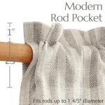 jinchan Striped Linen Kitchen Curtains 36 Inches Tier Curtains Farmhouse Modern Cafe Style Small Window Treatments Airy Light Filtering Rod Pocket for Living Room Bathroom 2 Panels Taupe Grey