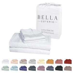 Bella Coterie Luxury Bamboo Viscose King Size Sheet Set | 100% Organically Grown | Ultra Soft | Cooling for Hot Sleepers | 18" Deep Pocket [White]