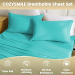 CozySmile Breathable Cooling Full Sheet Set - Hotel Luxury 4 Piece Deep Pocket Sheets for Full Size Bed, Fits 16" Mattress, Easy Care Wrinkle Free Bedding Sheet and Pillowcase Set, Turquoise