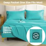 CozySmile Breathable Cooling Full Sheet Set - Hotel Luxury 4 Piece Deep Pocket Sheets for Full Size Bed, Fits 16" Mattress, Easy Care Wrinkle Free Bedding Sheet and Pillowcase Set, Turquoise