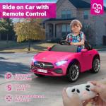 MINIATURE MOTORS 12V Licensed Electric Car with Remote Control, Kids Ride On Car with Bluetooth USB Music Player, 3.1MPH Max Speed, Battery Powered Roadster Birthday Day Gift for Boys and Girls-Rosy
