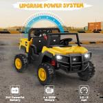 ANPABO 24V Licensed Caterpillar Ride On Dump Truck, 4X100W Powerful Motors, Up to 5Mph, Parent Remote Control, Dump Bed and Shovel, Electric Car for Kids 3-6, Yellow