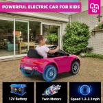 MINIATURE MOTORS 12V Licensed Electric Car with Remote Control, Kids Ride On Car with Bluetooth USB Music Player, 3.1MPH Max Speed, Battery Powered Roadster Birthday Day Gift for Boys and Girls-Rosy