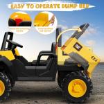 ANPABO 24V Licensed Caterpillar Ride On Dump Truck, 4X100W Powerful Motors, Up to 5Mph, Parent Remote Control, Dump Bed and Shovel, Electric Car for Kids 3-6, Yellow