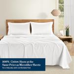 Casa Platino Twin Sheets Set –100% Cotton Twin Sheets with 2 Pillowcases, Lightweight Feel & Secure Fit, Crisp & Breathable Percale Weave with 15" Deep Pocket, Soft and Cozy – Pure White