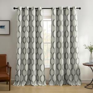 Elrene Home Fashions Renzo Ikat Geometric Room-Darkening Window Curtain, Living Room and Bedroom Drape with Grommets, 52"x95", 1 Panel, Taupe-gray