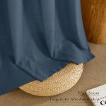 NICETOWN Navy Blue Linen Curtains for Kitchen, Thick Flax Small Window Treatments Semi Sheer Privacy Assured with Light Through for Cafe/Bathroom, W55 x L84, 2 Panels