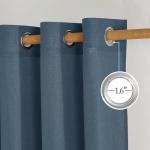 NICETOWN Navy Blue Linen Curtains for Kitchen, Thick Flax Small Window Treatments Semi Sheer Privacy Assured with Light Through for Cafe/Bathroom, W55 x L84, 2 Panels