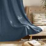 NICETOWN Navy Blue Linen Curtains for Kitchen, Thick Flax Small Window Treatments Semi Sheer Privacy Assured with Light Through for Cafe/Bathroom, W55 x L84, 2 Panels