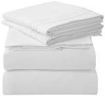 ROYALE LINENS 4 Piece Queen Sheets Set - Soft Brushed 1800 Microfiber Bedding - 1 Fitted and 1 Flat Sheet, 2 Pillow Cases - Wrinkle Free & Fade Resistant - Hotel Luxury Bed Sheets Set (White, Queen)