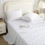 Softan Floral Full Sheet Set Purple Flower Printed Bed Sheets Double, Cozy Microfiber Patterned Fitted Sheets with 15" Deep Pocket & Non-Slip Straps, Cute Purple Sheets and Pillowcase Set