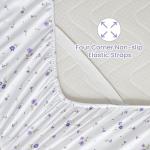 Softan Floral Full Sheet Set Purple Flower Printed Bed Sheets Double, Cozy Microfiber Patterned Fitted Sheets with 15" Deep Pocket & Non-Slip Straps, Cute Purple Sheets and Pillowcase Set